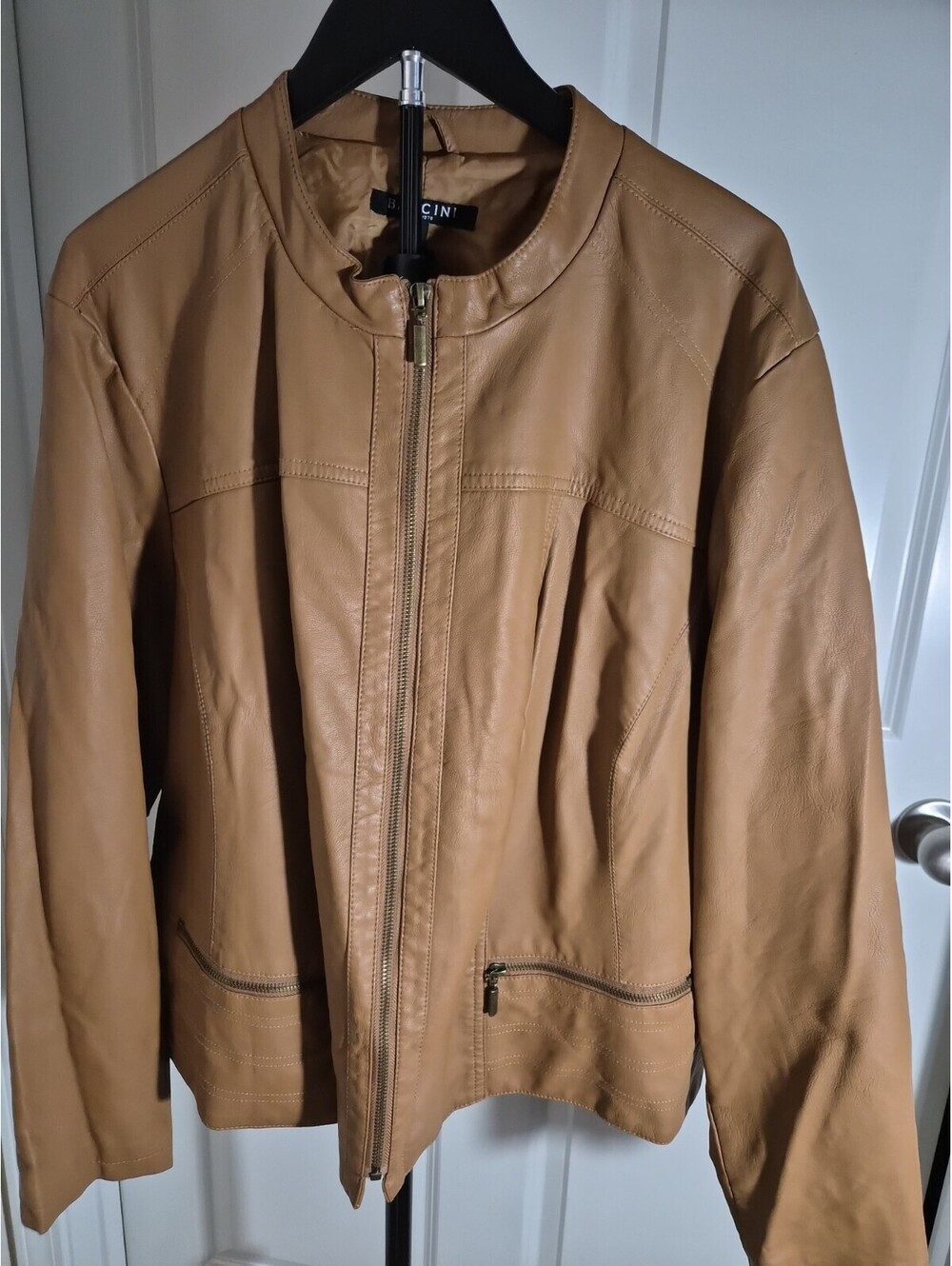 Baccini Faux Leather Stand Up Collar Zip Women's Biker Jacket 3X